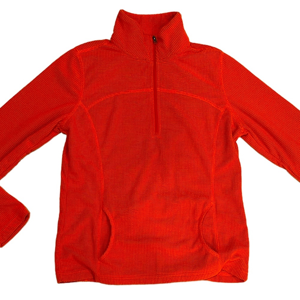 Tek Gear Orange Waffle pull Over Half Zip Athletic Top